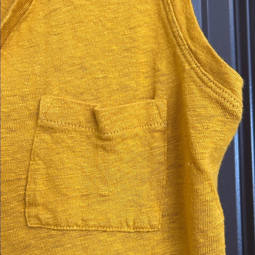 J. Crew 100% Linen Sleeveless V-Neck Pocket Tank in Mustard Yellow Small - Picture 3 of 6